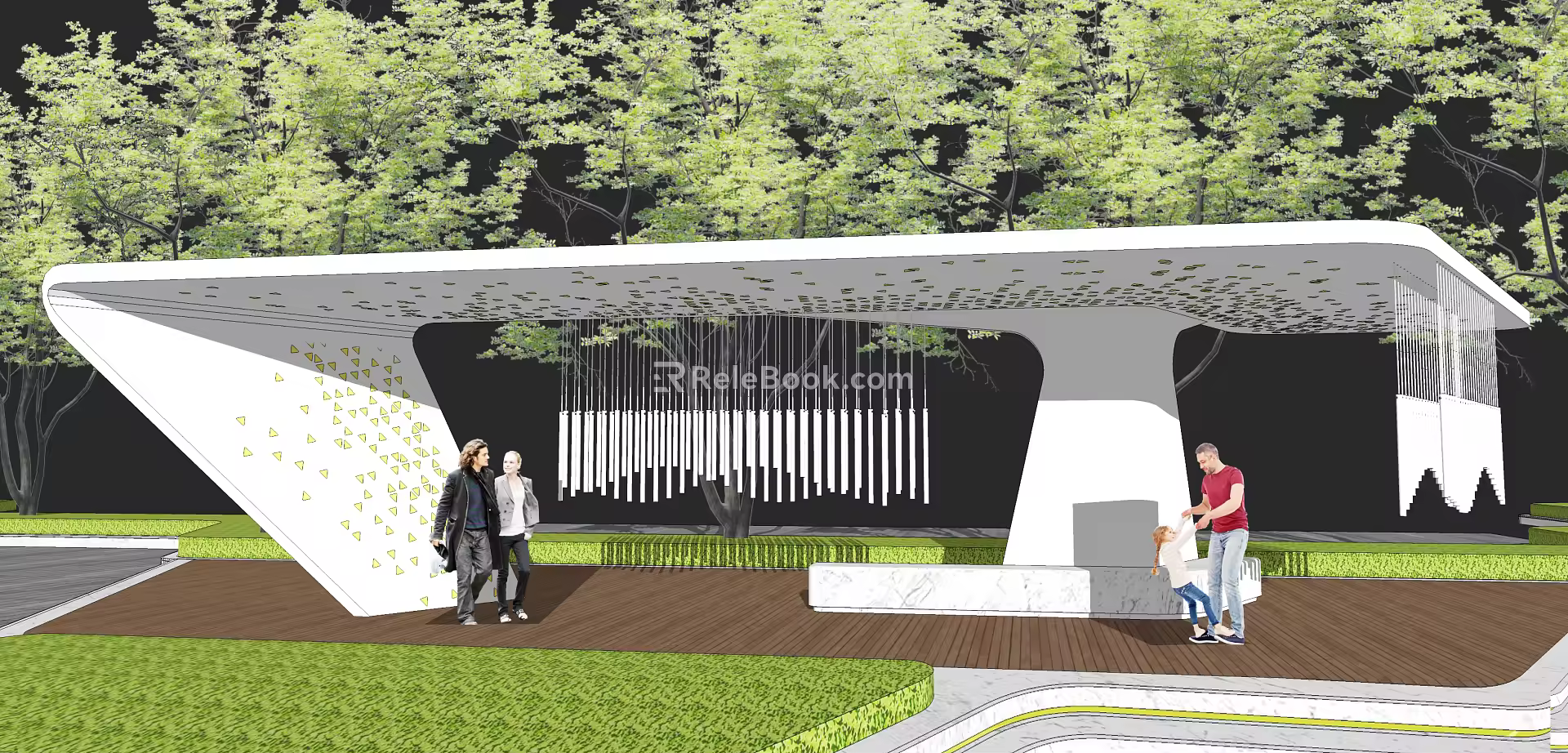 Modern gallery frame Special-shaped landscape gallery frame Demonstration area Folding line gallery pavilion 3d model
