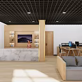 Modern Administrative Service Hall Interior With Computers Desks Chairs And Waiting Area