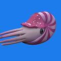 Vibrant Pink Spiral Shell Nautilus Aquatic Animal With White Spots And Black Eyes