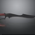 Sci Fi Knife With Red Glowing Handle And Silver Reflective Blade