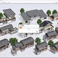Traditional Style Multistory Residential Buildings Featuring Gray Roofs And Surrounding Green Trees