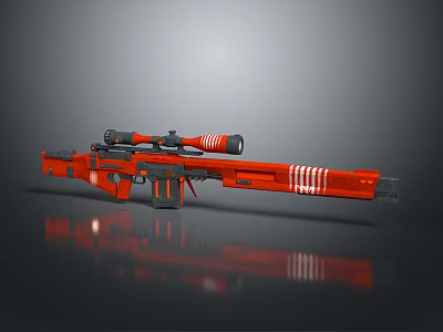 Red Sniper Rifle With Telescopic Sight Black Tactical Components Long Barrel Design 3d model