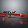 Red Sniper Rifle With Telescopic Sight Black Tactical Components Long Barrel Design 3d model