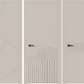 Modern Flush Doors with Geometric Patterns Irregular Lines Concentric Waves Horizontal Stripes in Light Beige 3d model