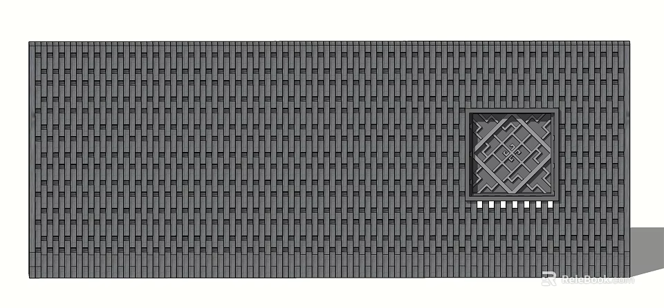 Dark Colored Feature Wall With Woven Texture And Geometric Square Accent 3d model 