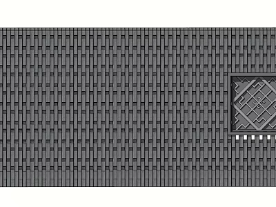 Dark Colored Feature Wall With Woven Texture And Geometric Square Accent 3d model