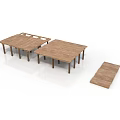 Wooden Furniture Set With Tables Featuring Tabletop And Frame Components