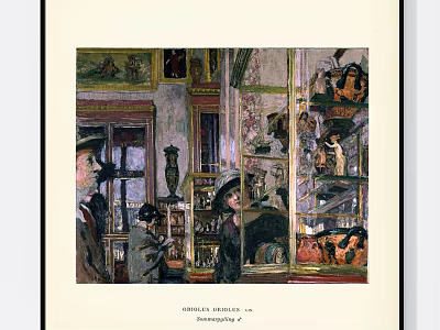 Vintage Antique Shop Interior With Display Cases Various Antiques And Customers 3d model