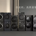 Modern Washer Dryer Combo Set With Sleek Design And Multiple Units 3d model