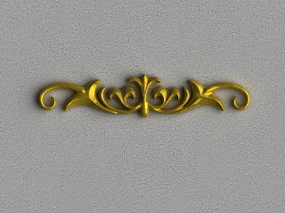 Golden Carved Decorative Design With Intricate Curved Patterns For Furniture Decoration 3d model