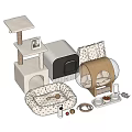 Stylish Pet Carrier With Cat Tree Pet Bed Toys And Feeder For Cats
