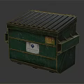 Green Industrial Equipment Storage Container With Corrugated Lid And Identification Labels