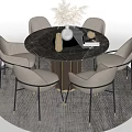 Modern Dining Table and Chair Combination Dining Table and Chair Dining Table Round Table Six-person Table Dining Chair Leisure 3d model