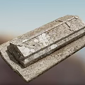 Ancient Stone Tombstone With Weathered Surface And Cross Design On Base 3d model