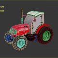 Red And White IMT Tractor With Large Wheels And Cab 3d model