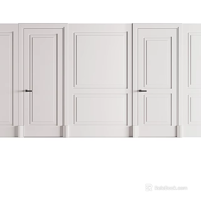 Modern White Hinged Interior Doors With Sleek Panel Design For Home Use 3d model