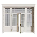 White Double Doors With Glass Panes And Classic Wooden Frame Design