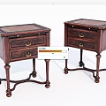 Vintage Pair of Solid Wood Bedside Tables with Carved Legs and Drawer Handles