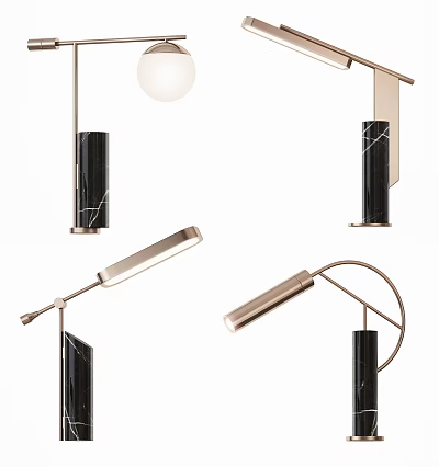 Modern Table Lamps With Marble Bases Metal Frames And Adjustable Arm Designs 3d model