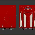 Red Leather Bags With Heart Design Front And Back View 3d model