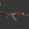 AK47 Assault Rifle with Wooden Stock Grip and Black Metal Body Design