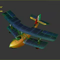 Vintage Biplane Model With Orange Fuselage Blue Wings And Green White Red Tail Stripes F-HOGA