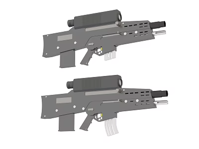 Double Tactical Rifles With Scope Magazine And Gray Military Design 3d model