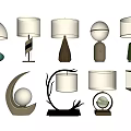 Various Modern Table Lamps With Unique Bases And Different Lamp Shades 3d model
