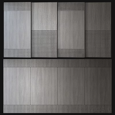 Modern Background Wall Featuring Gray Wooden Panels Neatly Arranged With Hollow Holes 3d model