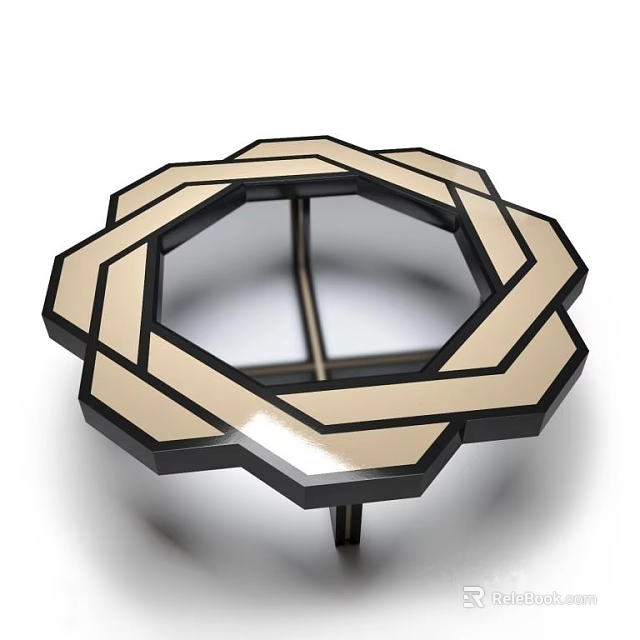 Modern Geometric Coffee Table with Black and Beige Geometric Frame Design 3d model 