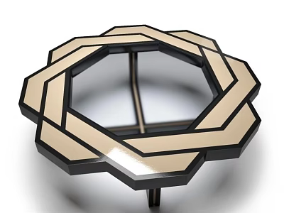 Modern Geometric Coffee Table with Black and Beige Geometric Frame Design 3d model