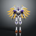 White Purple Mechanical Character With Yellow Wings And Robot Design Features 3d model