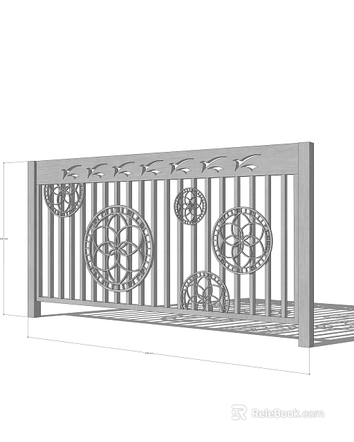 Decorative Fence With Intricate Circular Patterns and Bird Motifs 3d model 