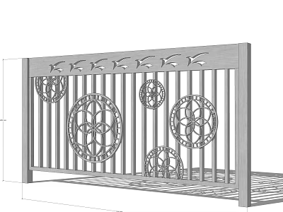 Decorative Fence With Intricate Circular Patterns and Bird Motifs 3d model