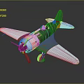 Vintage White And Purple Passenger Airplane Model With Propeller Wings Cockpit And Dark Background Reflection