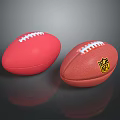 Red and Brown American Footballs With White Laces and NFL Logo
