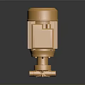 Golden Industrial Pump Motor With Shiny Metallic Texture And Detailed Components