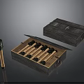 Open Wooden Tool Case With Multiple Wooden Handle Tools And Single Tool