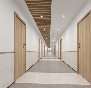 modern aisle school dormitory corridor 3d model