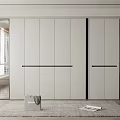 Modern White Wardrobe With Sliding Glass Doors And Minimalist Black Handles Design