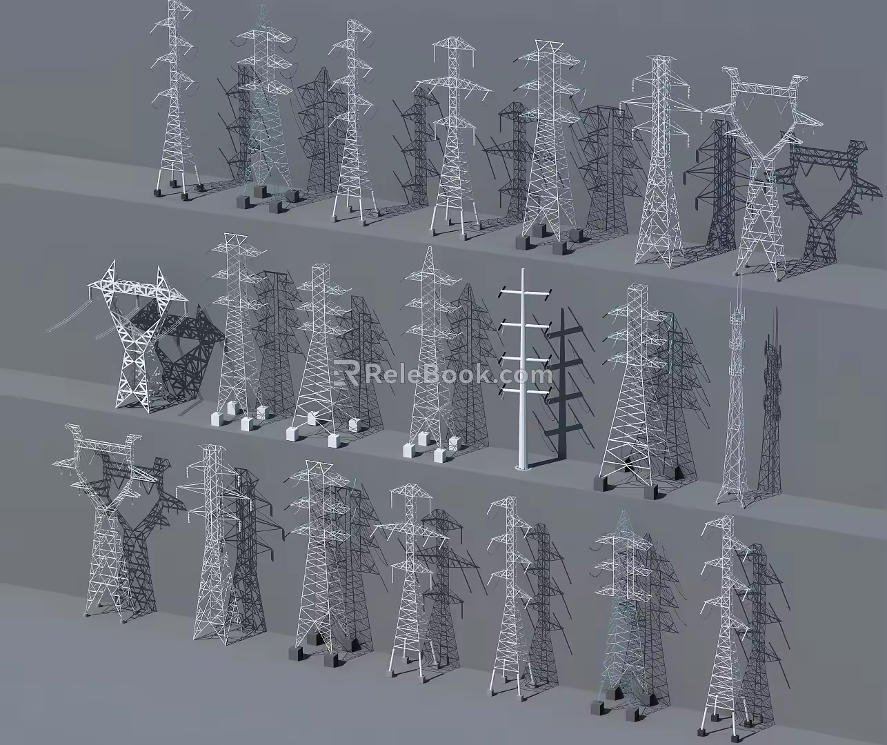 Electric tower High voltage tower Signal tower Pole 3d model