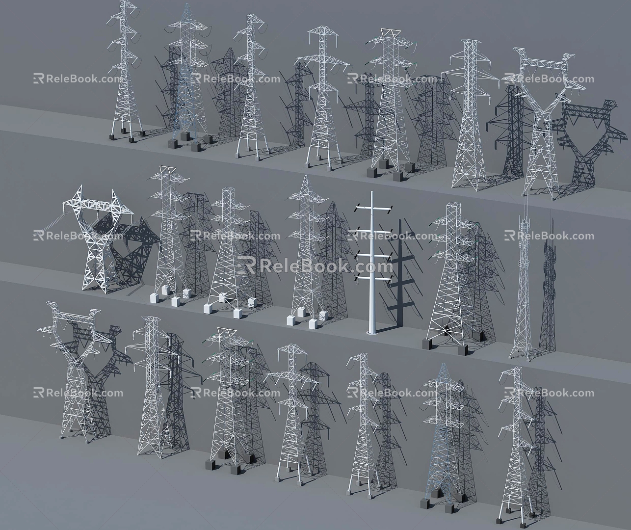 Electric tower High voltage tower Signal tower Pole 3d model