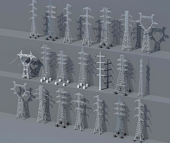 Electric tower High voltage tower Signal tower Pole 3d model