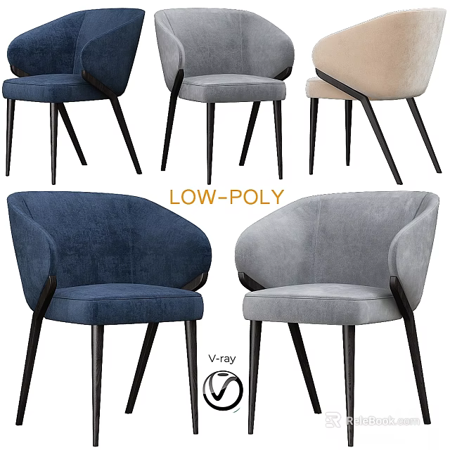 Multicolor Single Chair Upholstered Design With Wooden Legs Modern Style 3d model 