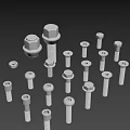 Different Types Of Metal Bolts And Nuts Fasteners On Blue Background