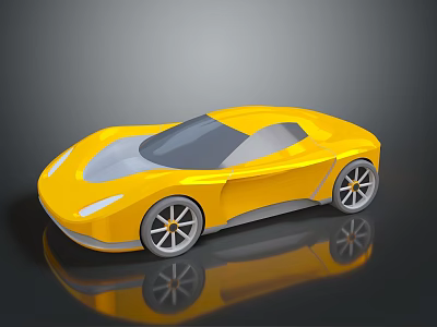 Sleek Yellow Sports Car Concept With Modern Aerodynamic Design And Shiny Wheels 3d model