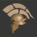 Golden Roman Helmet With Ornate Plume And Ancient Warrior Design Details
