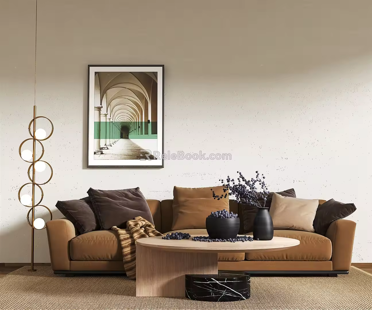 Modern three-seat sofa multiplayer sofa 3d model