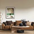 Modern three-seat sofa multiplayer sofa 3d model