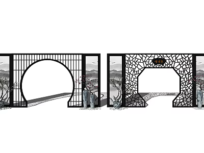 Traditional Iron Door Arch Designs Featuring Circular Shape And Hollowed Out Patterns With Deer Decor 3d model